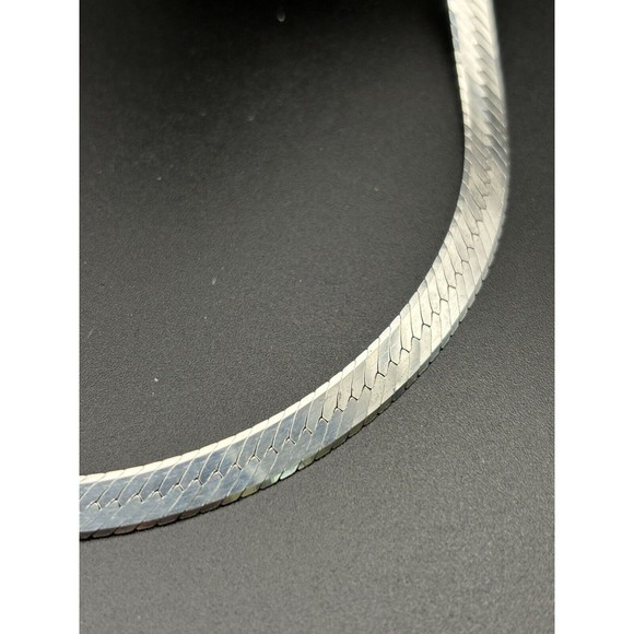 Vintage Italian Made Reversible 18”  925 Sterling Silver Wide Herringbone Chain - Picture 6 of 16